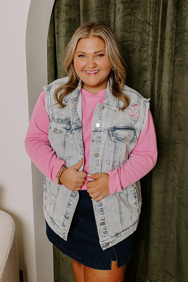 Risen The Addison Distressed Denim Vest Curves