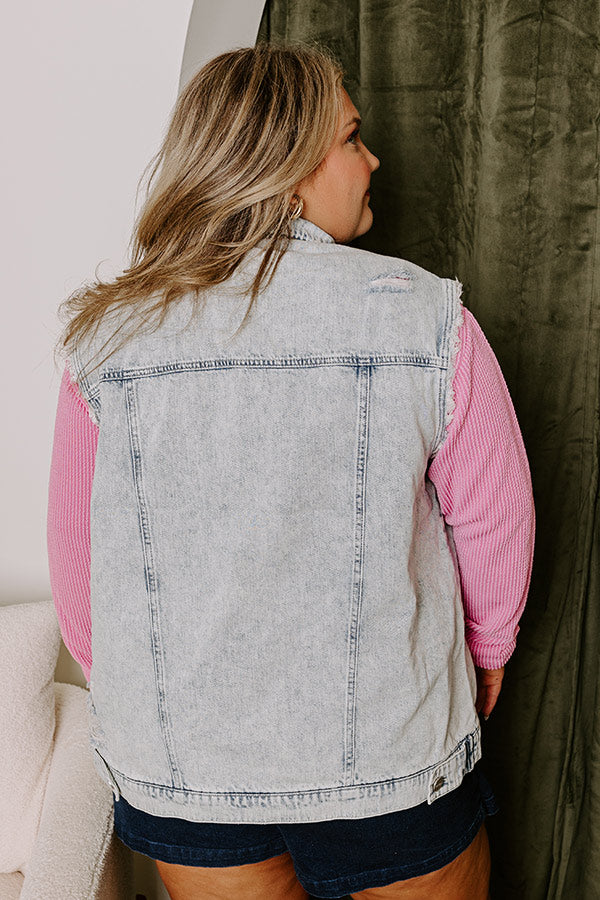 Risen The Addison Distressed Denim Vest Curves