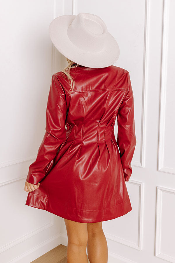 Mostly Amused Faux Leather Dress in Crimson