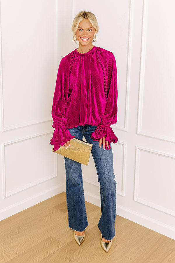 Found Your Love Pleated Top In Berry