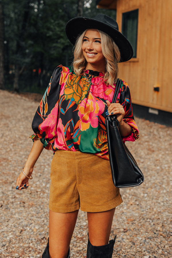 Halftime Happy Hour High Waist Shorts in Mustard