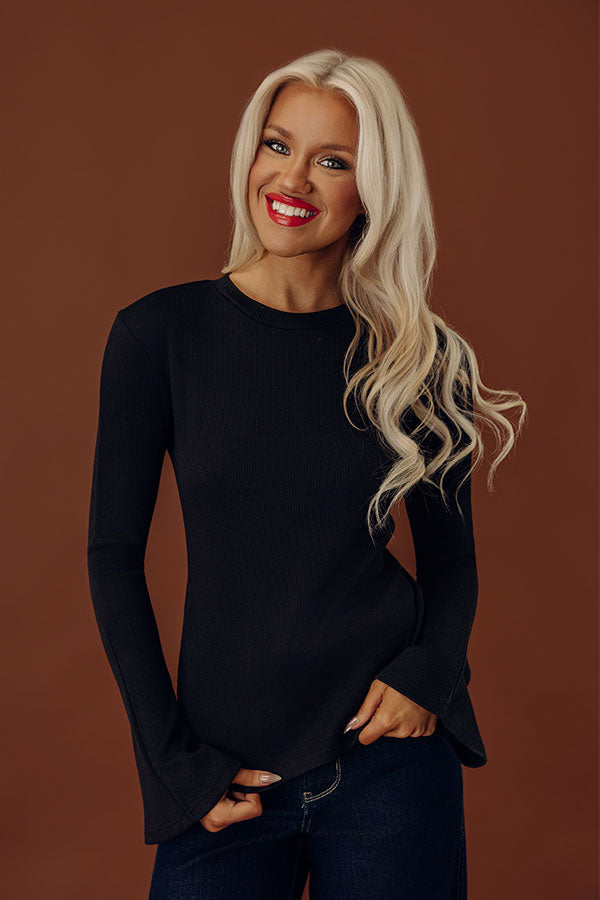 Rare Dream Ribbed Top In Black Image - 2