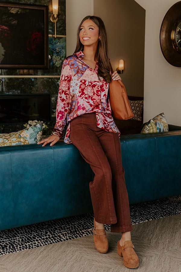 Hours of Flowers Satin Button Up Image - 1