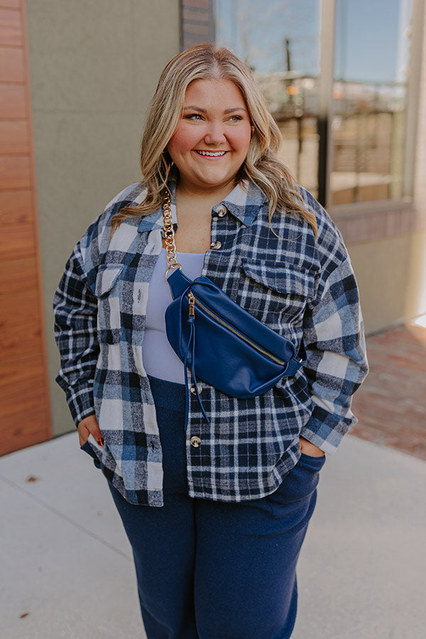 Nantucket Chill Plaid Jacket In Blue Curves