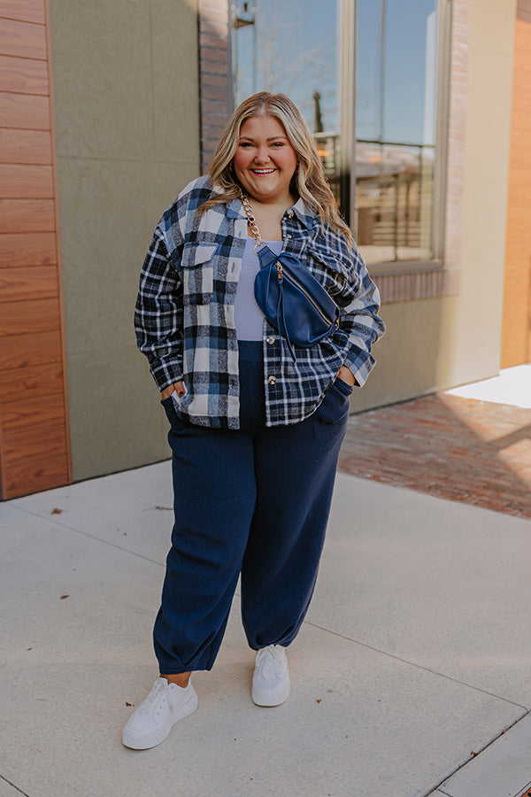 Nantucket Chill Plaid Jacket In Blue Curves