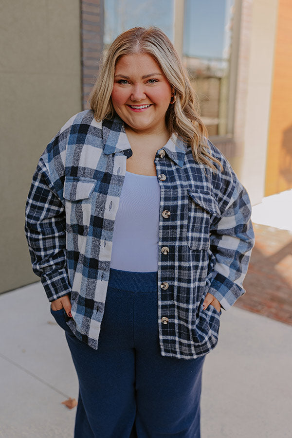 Nantucket Chill Plaid Jacket In Blue Curves