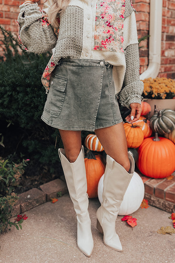 The Meena Denim Skort In Sage