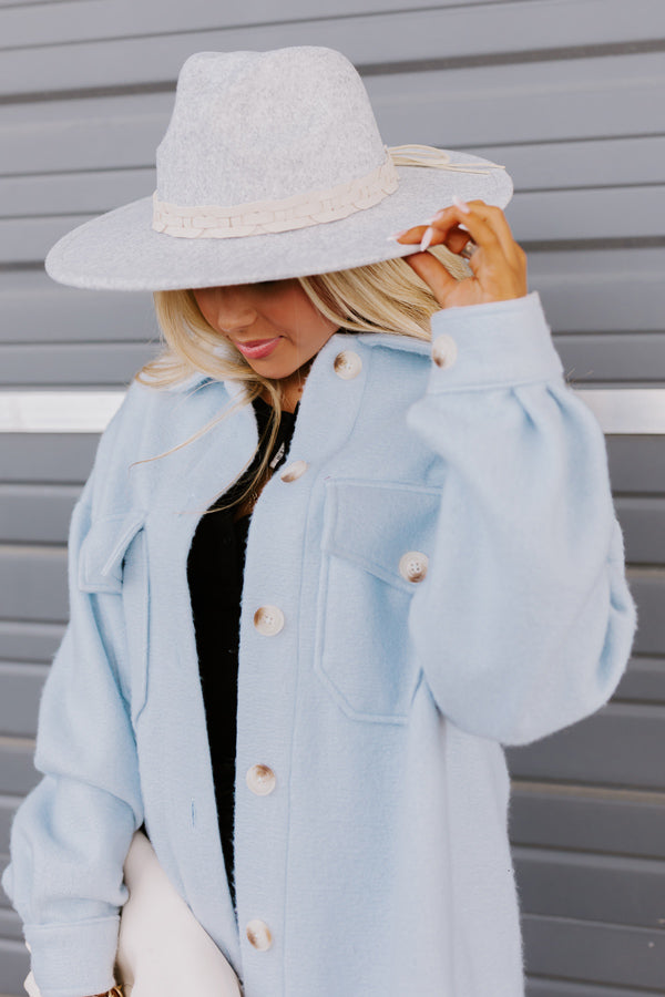 Sweet Charisma Felt Fedora In Grey