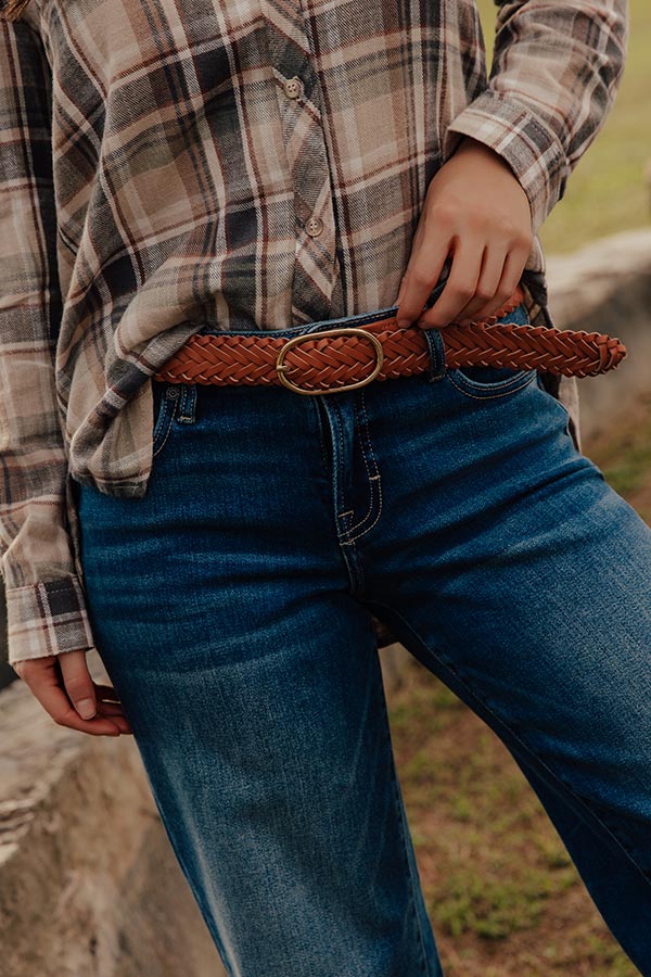 Stay Updated Faux Leather Woven Belt In Maple Image - 1