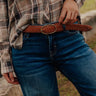 Stay Updated Faux Leather Woven Belt In Maple Image - 1
