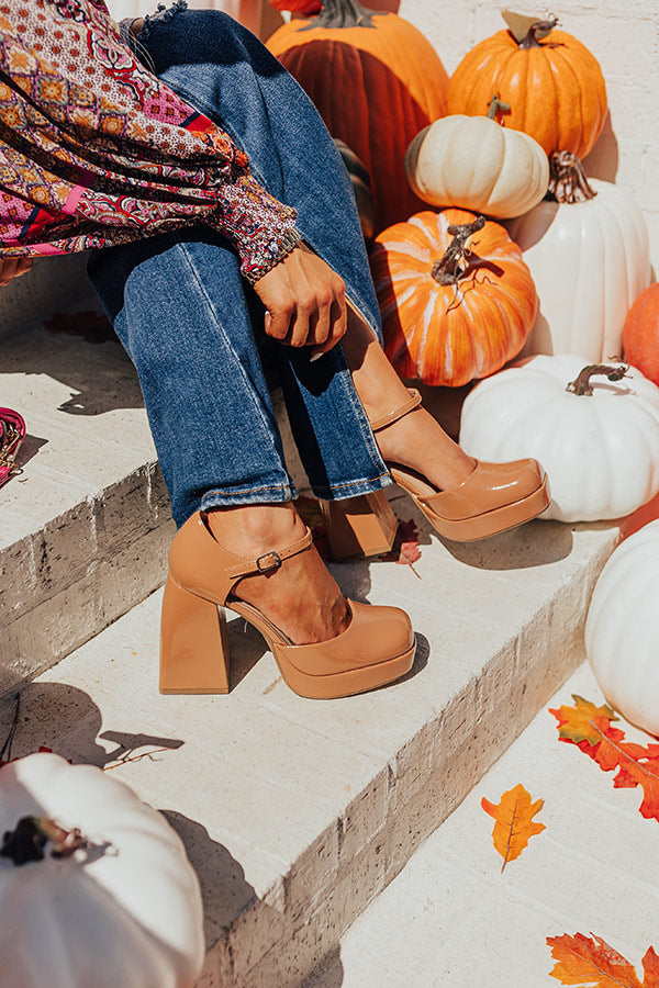 The Brielle Patent Platform Heel In Iced Latte