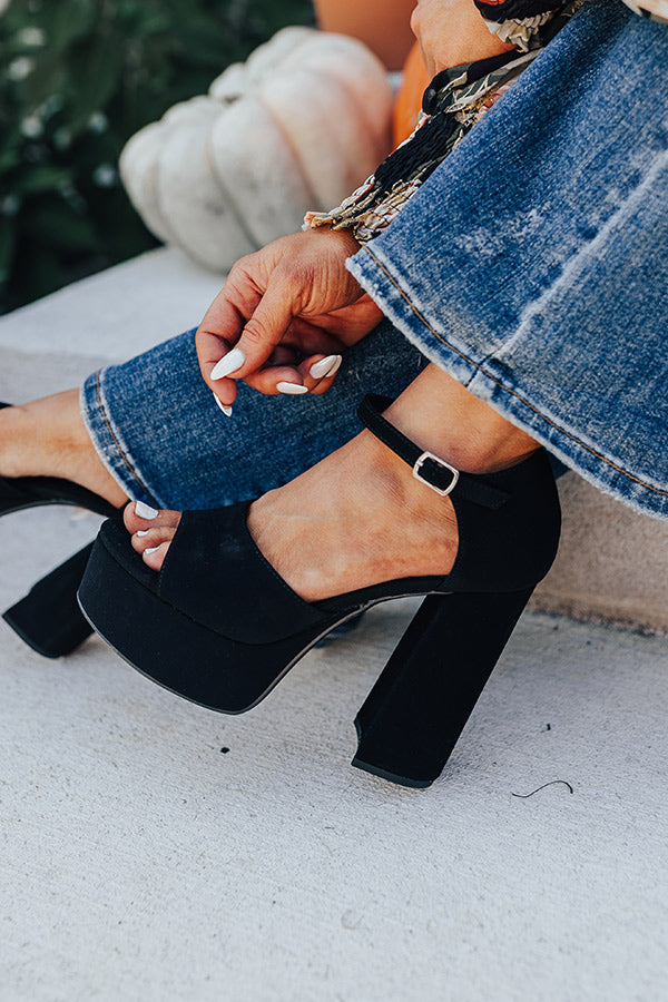 The Reagan Faux Suede Platform Heel In Black