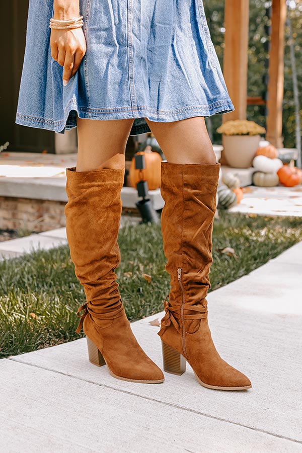 The Evelyn Faux Suede Knee High Boot In Brown