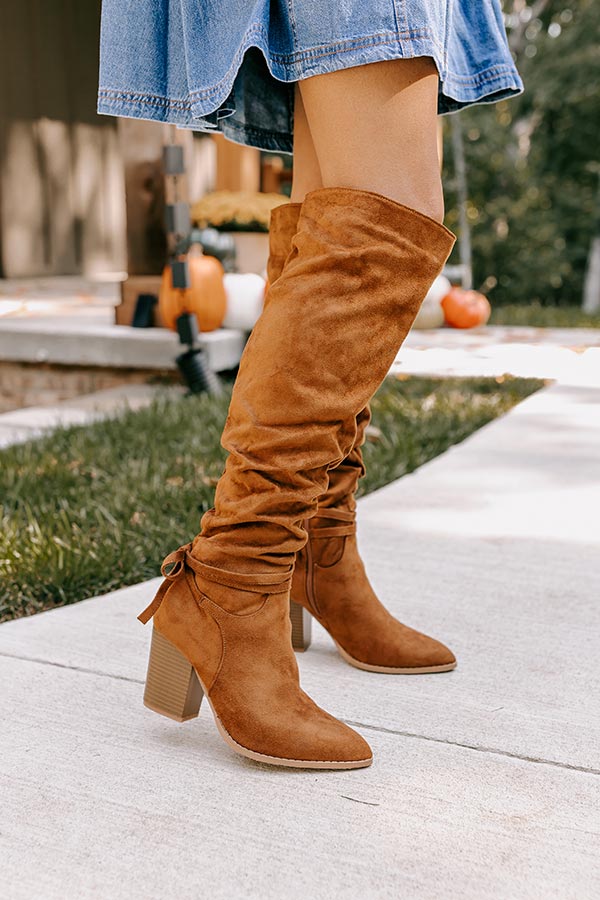 The Evelyn Faux Suede Knee High Boot In Brown