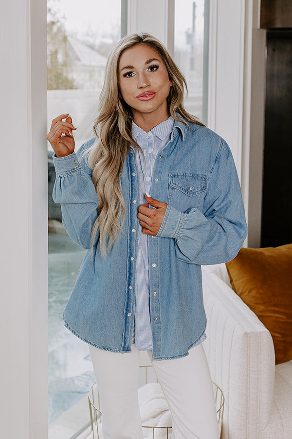 Risen Secret Message Denim Button Up