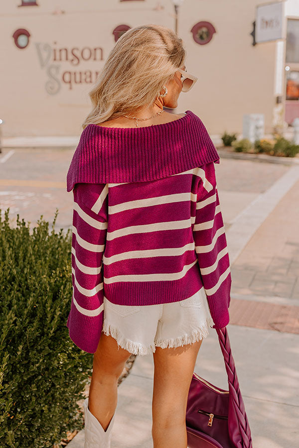 Fill Up Your Cup Stripe Sweater In Royal Plum