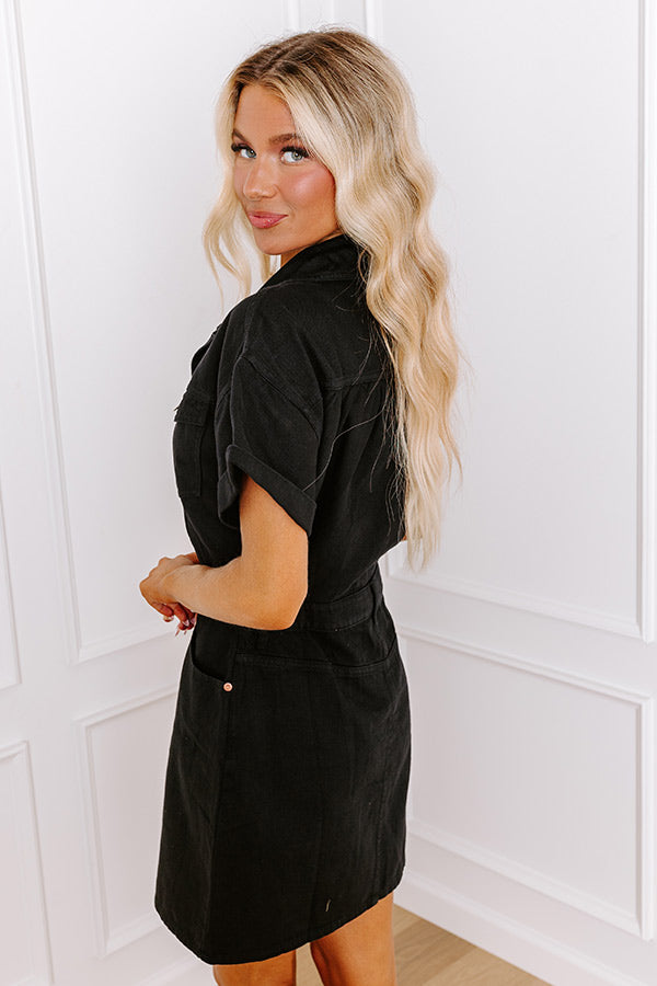 Bring On The Weekend Denim Dress In Black