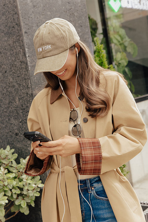 New York Embroidered Baseball Cap in Sage