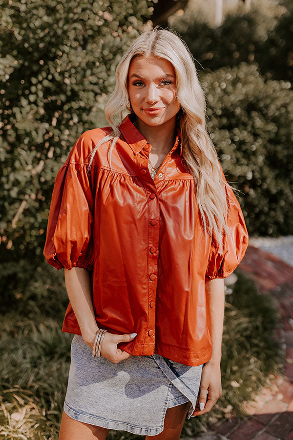 Fate Would Have It Faux Leather Top in Rust S / Rust Fate Would Have It Faux Leather Top in Rust S / Rust