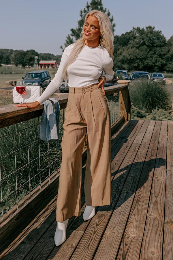 The Donatella High Waist Trousers In Khaki