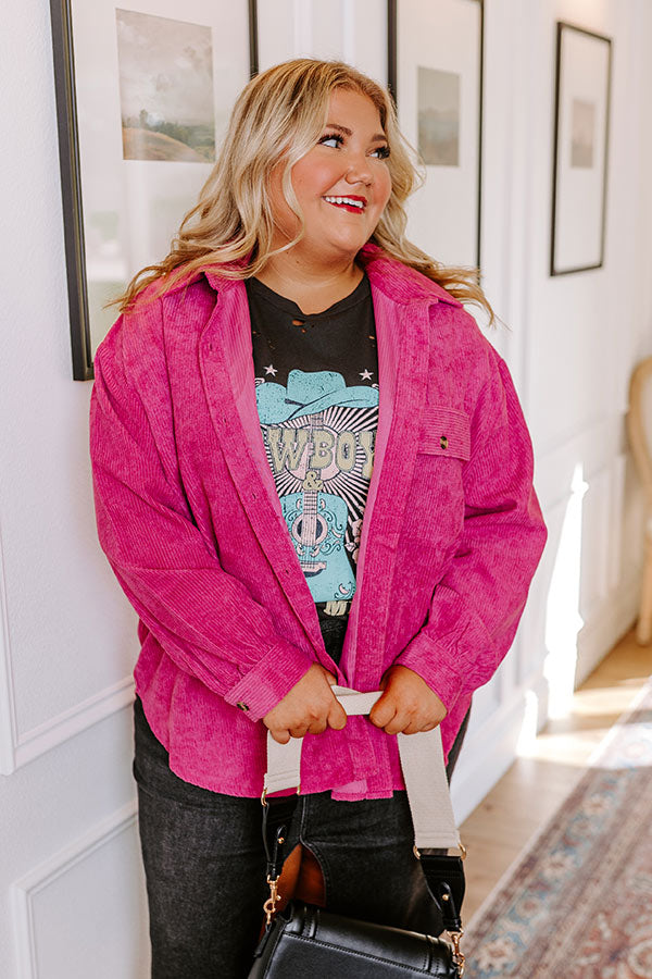 On My Mind Corduroy Button Up In Violet Curves