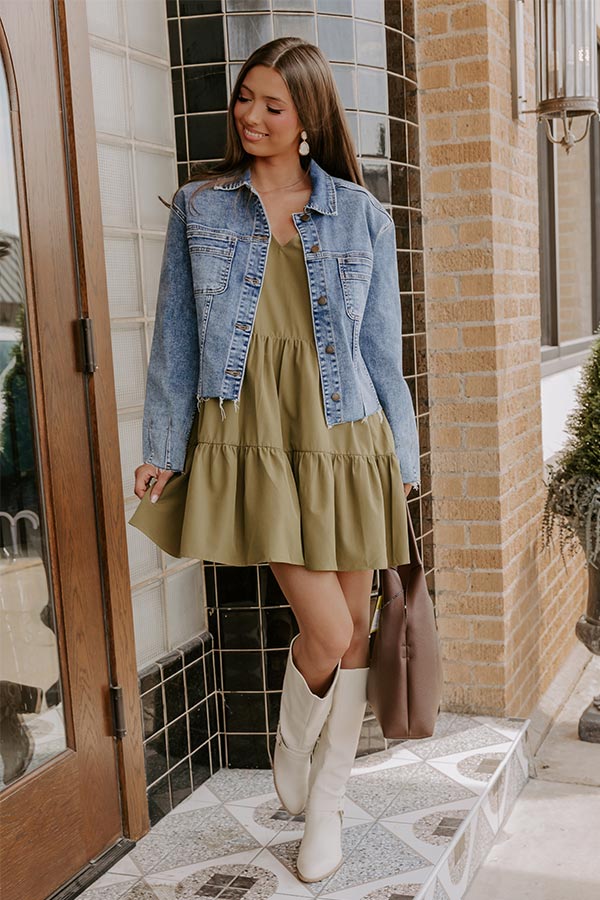 Sharp Witted Mini Dress in Sage Image - 1