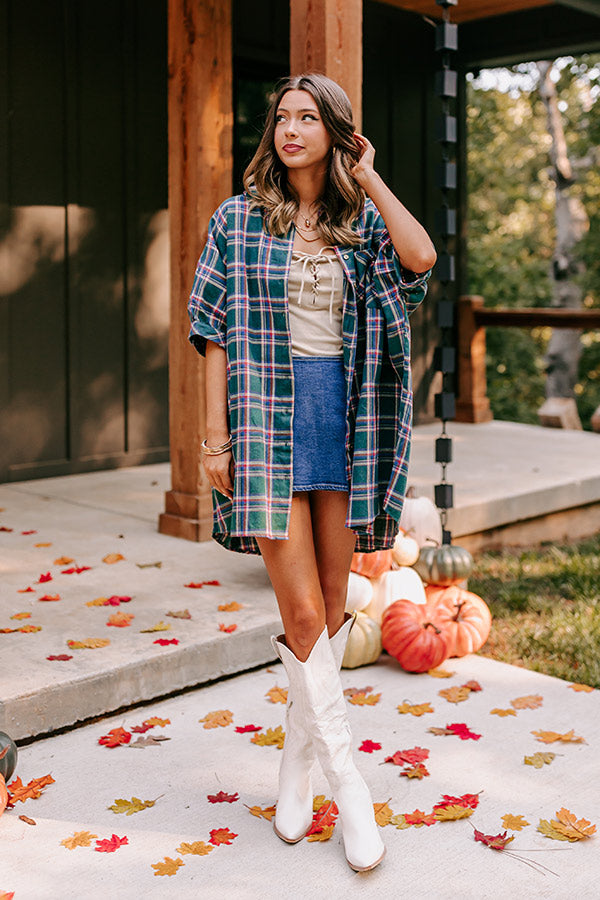 Comfy Glam Flannel Tunic in Hunter Green