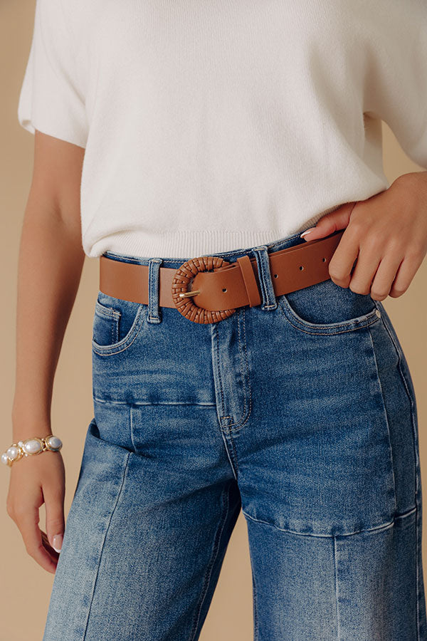 Chic And Sensible Faux Leather Belt In Camel