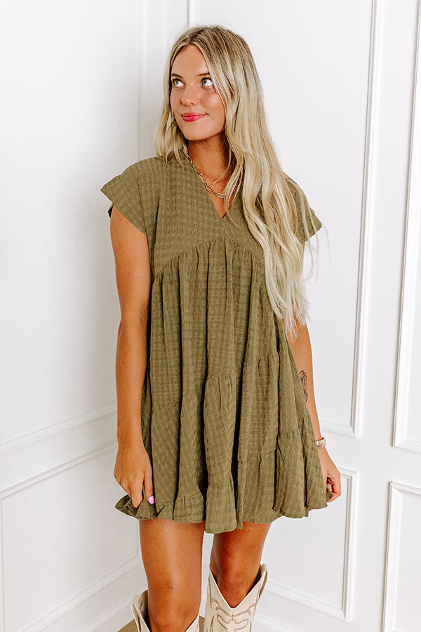 Mend Your Heart Babydoll Dress in Martini Olive