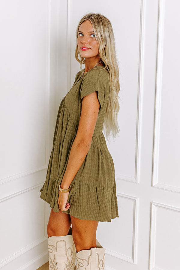 Mend Your Heart Babydoll Dress in Martini Olive