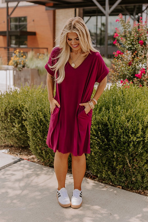 Back To Basics T-Shirt Dress In Wine Curves 1XL / Wine Back To Basics T-Shirt Dress In Wine Curves 1XL / Wine