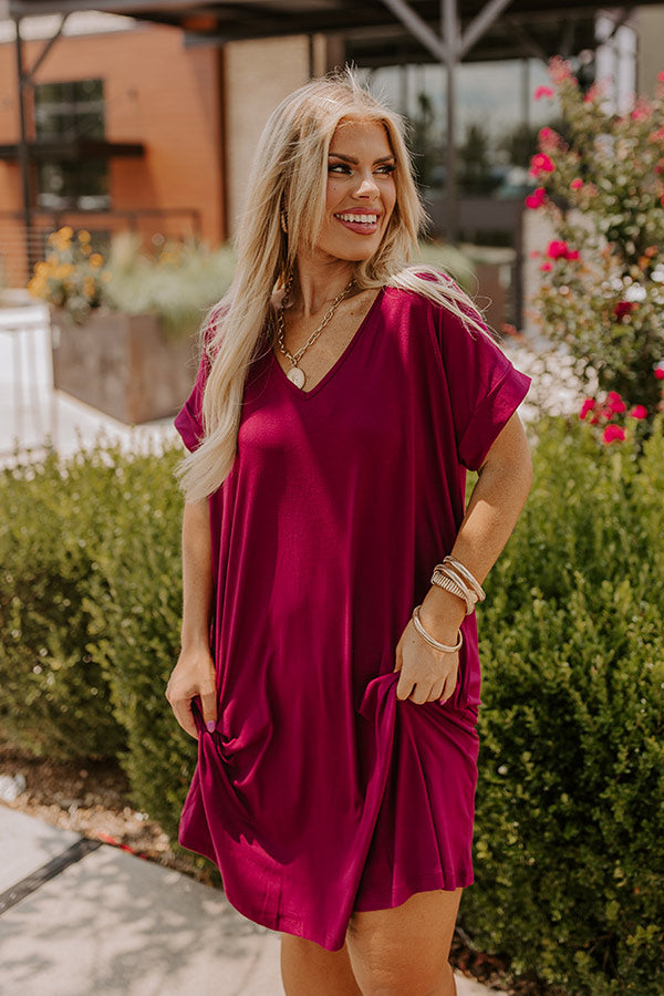 Back To Basics T-Shirt Dress In Wine Curves