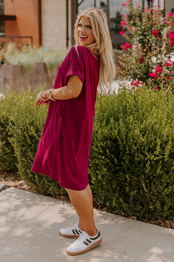 Back To Basics T-Shirt Dress In Wine Curves