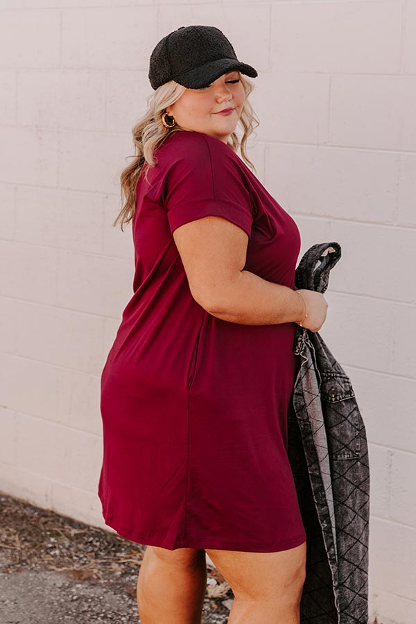 Back To Basics T-Shirt Dress In Wine Curves 1XL / Wine Back To Basics T-Shirt Dress In Wine Curves 1XL / Wine