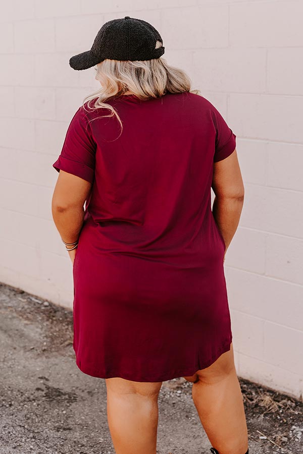 Back To Basics T-Shirt Dress In Wine Curves 1XL / Wine Back To Basics T-Shirt Dress In Wine Curves 1XL / Wine