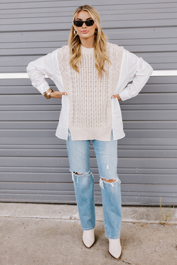 Cinnamon Lane Cable Knit Sweater Top