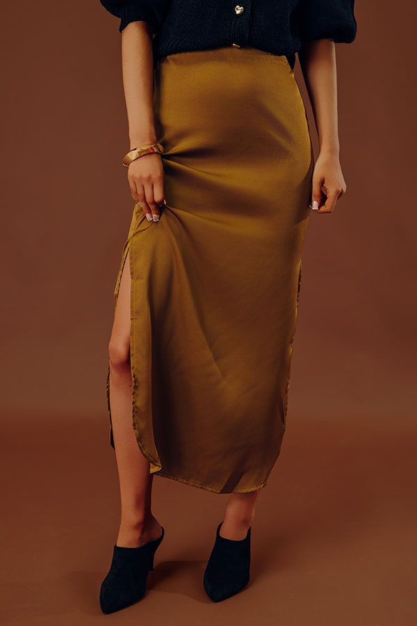 Balcony Brunch High Waist Satin Skirt Image - 2