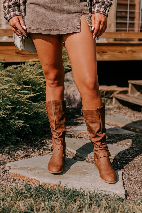 The Gilian Faux Leather Boot In Brown