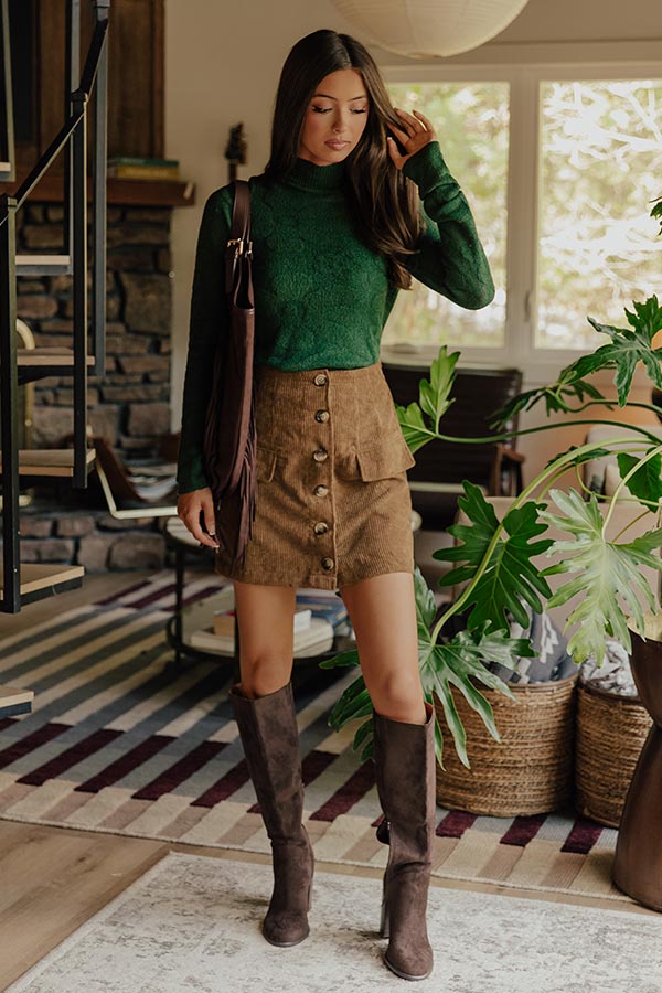 Lost In Your Eyes Corduroy Skirt In Martini Olive Image - 1
