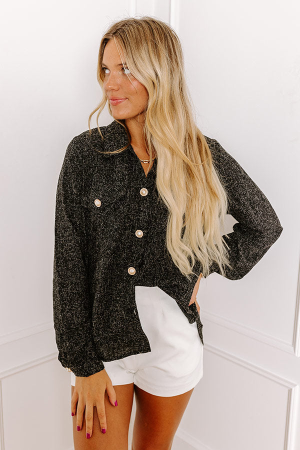 Fashion Diary Tweed Knit Button Up