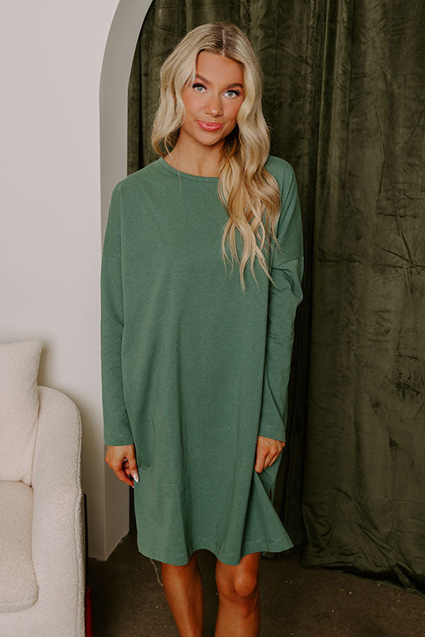 Always There For You T-Shirt Dress In Light Hunter Green