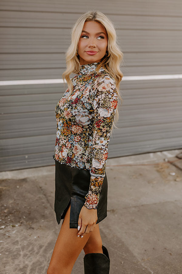 Fan Of Floral Mesh Top