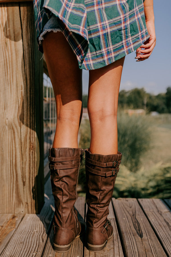 The Gilian Faux Leather Boot In Chestnut