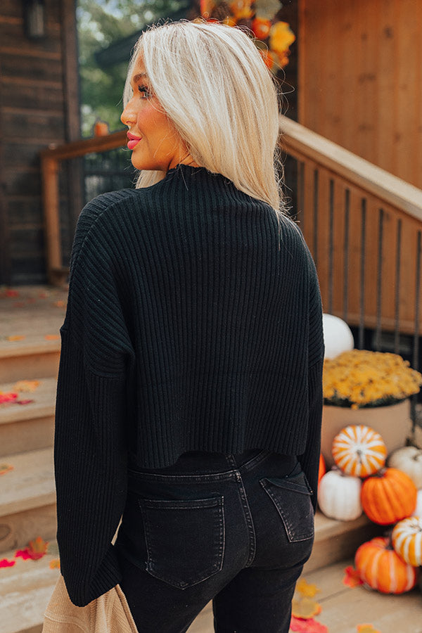 Nantucket Chill Ribbed Sweater Top In Black