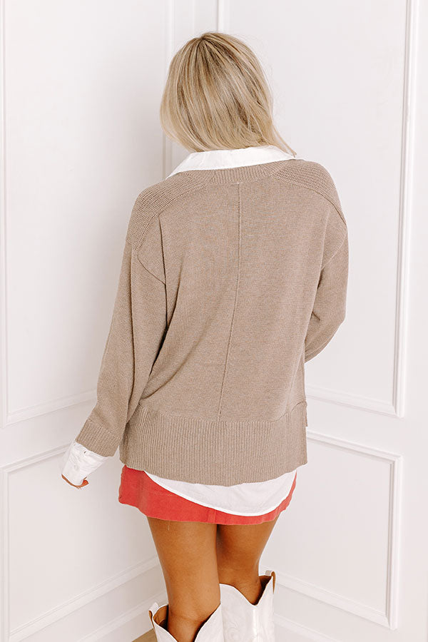 Early Start Sweater Top In Taupe