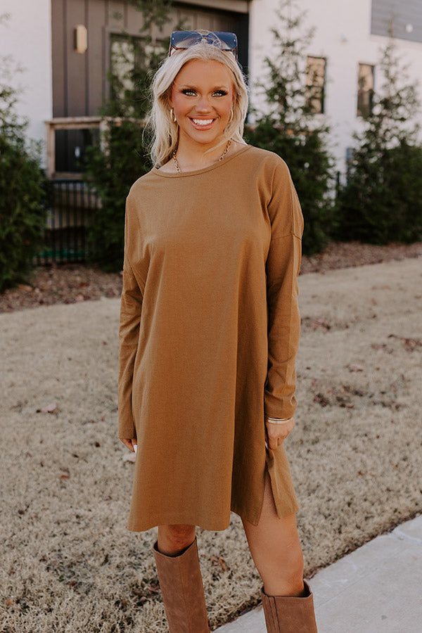Always There For You T-Shirt Dress In Camel