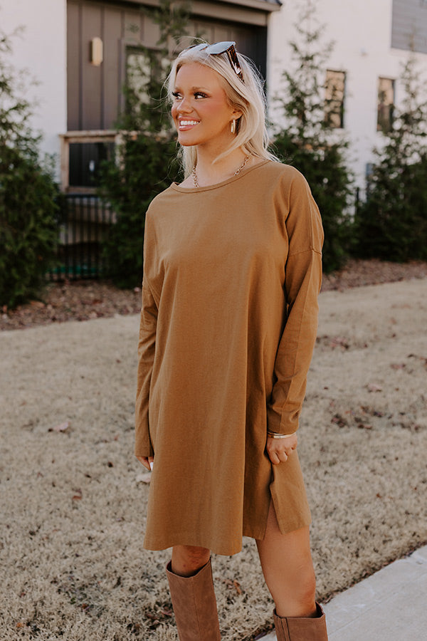 Brown long sleeve t cheap shirt dress