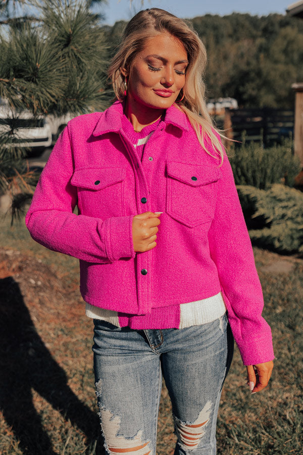 Keeping Cozy Jacket In Hot Pink