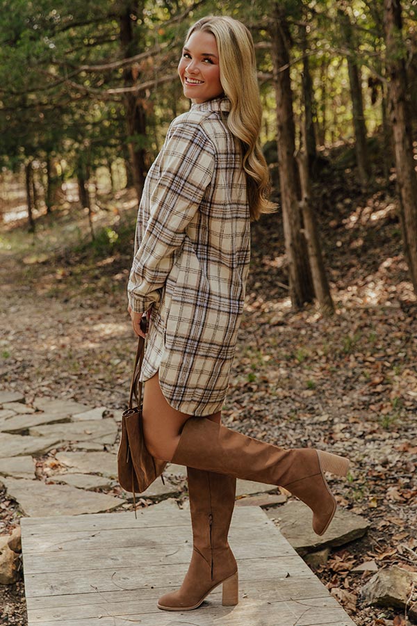 Touch Of Fall Plaid Tunic Dress In Cream Image - 2
