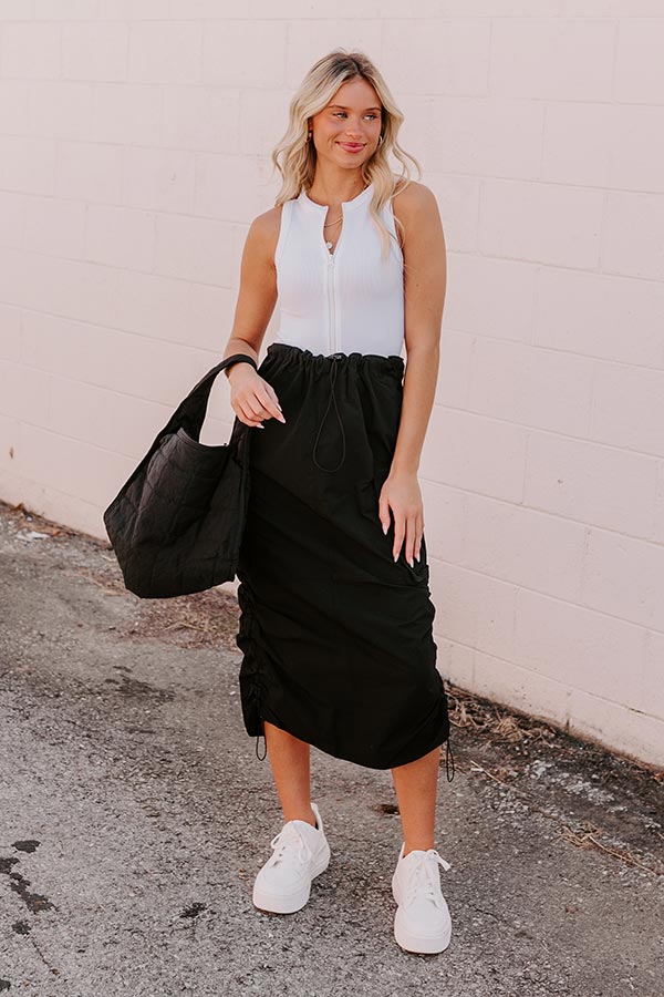 Cool Energy Cargo Midi Skirt in Black